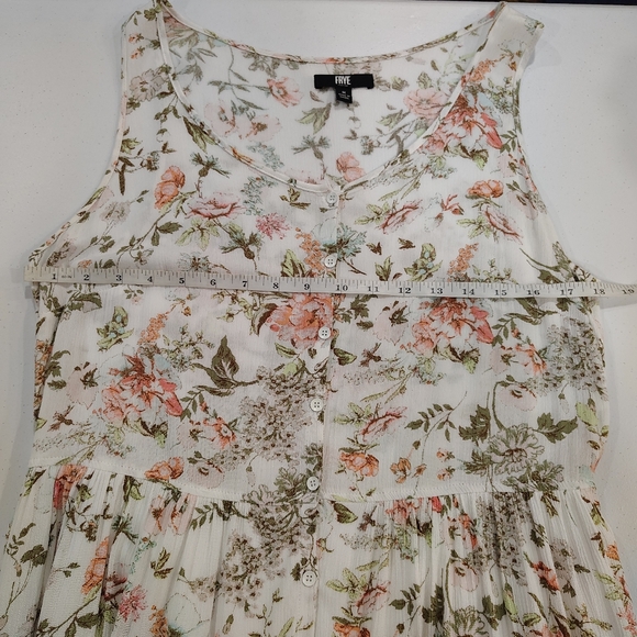 Frye Midi Dress M Button Down Floral Sleeveless Pockets Prairie Cottage Core - Picture 9 of 10